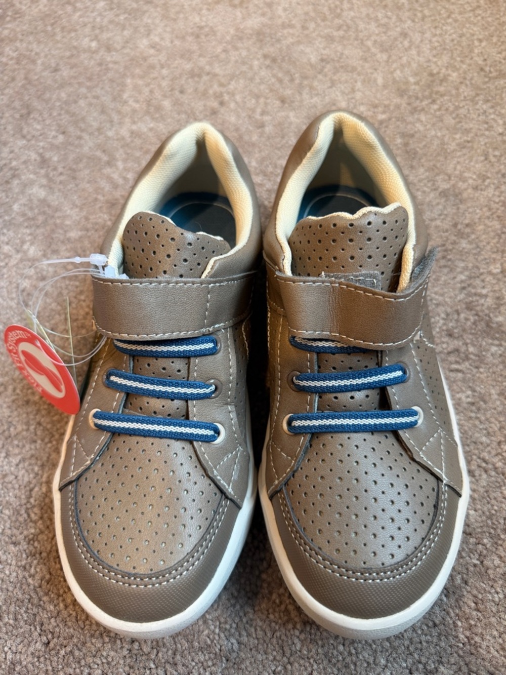 Kids Gray Casual Sneakers with Blue Accents